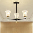 Traditional 3/6-Light Chandelier With Clear Textured Glass Cones - Bedroom Pendant Lamp 3 /