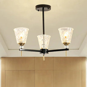 Traditional 3/6-Light Chandelier With Clear Textured Glass Cones - Bedroom Pendant Lamp 3 /