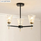 Traditional 3/6-Light Chandelier With Clear Textured Glass Cones - Bedroom Pendant Lamp