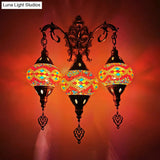 Traditional 3-Head Oval Hand Cut Glass Wall Light In White/Red/Yellow For Living Room Sconce