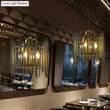 Traditional 4-Light Metal Chandelier - Strapped Cage Design For Dining Room Pendant Lighting