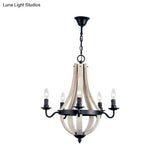 Traditional 5-Light Wood Empire Chandelier Lamp For Dining Room Ceiling