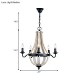 Traditional 5-Light Wood Empire Chandelier Lamp For Dining Room Ceiling