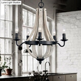 Traditional 5-Light Wood Empire Chandelier Lamp For Dining Room Ceiling