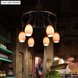 Traditional 6-Head Purple Glass Ceiling Lamp: Circular Restaurant Chandelier Pendant Light