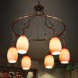 Traditional 6-Head Purple Glass Ceiling Lamp: Circular Restaurant Chandelier Pendant Light