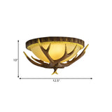 Traditional Bamboo Dome Flush Mount Lighting - Brown 3 Lights Ceiling Fixture (23.5/16.5/12.5 Wide)