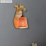 Traditional Bamboo Wall Mounted Lamp With Wood Kettle/Bell/Trumpet Sconce Light 1 Bulb