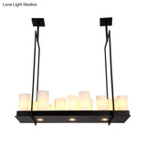 Traditional Barrel Frosted Glass Hanging Lamp - Black Island Pendant Light For Dining Room 8/12/16