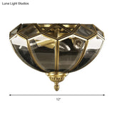 Traditional Basket - Shaped Flush Mount Ceiling Light With Clear Beveled Glass - 3 Lights