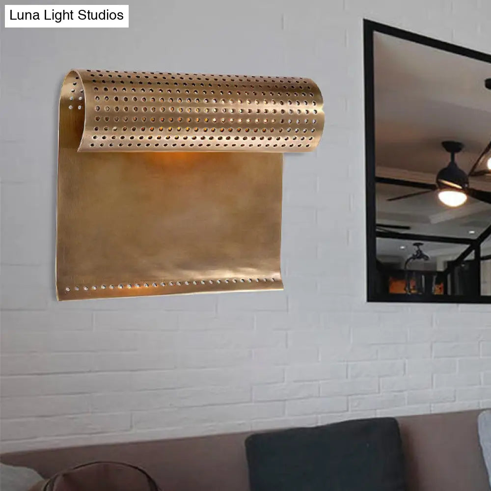 Traditional Bedside Wall Sconce: Black/Gold Metal Shade Mounted Lighting