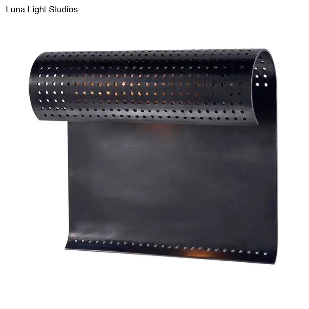 Traditional Bedside Wall Sconce: Black/Gold Metal Shade Mounted Lighting