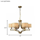 Traditional Beige Fabric Drum Chandelier - 3/6 Light Ceiling Fixture For Living Room