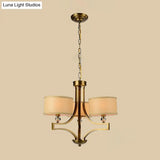Traditional Beige Fabric Drum Chandelier - 3/6 Light Ceiling Fixture For Living Room