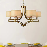 Traditional Beige Fabric Drum Chandelier - 3/6 Light Ceiling Fixture For Living Room 6 /