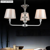Traditional Beige Fabric Tapered Chandelier - 3 Bulb Ceiling Fixture For Kitchen