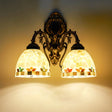 Traditional Beige Shell Bowl Wall Sconce Lighting - 2 Head Mount Light For Bedroom