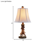 Traditional Bell Fabric Reading Lamp White Wood Base Ideal For Bedroom