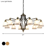 Traditional Bell Shade Frosted Glass Ceiling Chandelier Light - Ideal For Living Room Décor