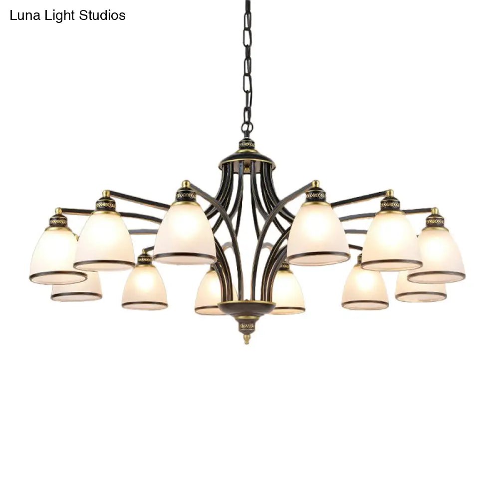 Traditional Bell Shade Frosted Glass Ceiling Chandelier Light - Ideal For Living Room Décor