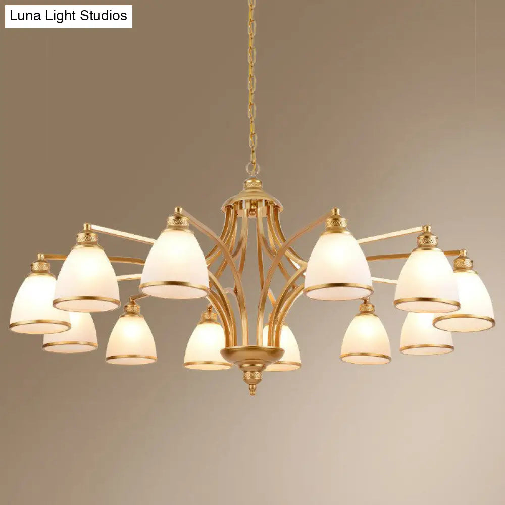 Traditional Bell Shade Frosted Glass Ceiling Chandelier Light - Ideal For Living Room Décor