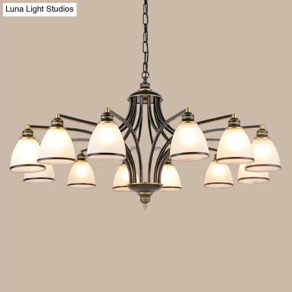 Traditional Bell Shade Frosted Glass Ceiling Chandelier Light - Ideal For Living Room Décor