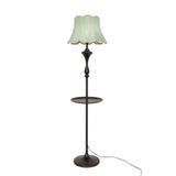 Traditional Bell Shaped Fabric Floor Lamp With Scalloped Trim For Living Room - Single-Bulb Standing