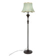 Traditional Bell Shaped Fabric Floor Lamp With Scalloped Trim For Living Room - Single-Bulb Standing
