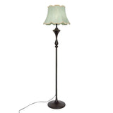 Traditional Bell Shaped Fabric Floor Lamp With Scalloped Trim For Living Room - Single-Bulb Standing