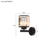 Traditional Beveled Crystal Wall Lighting - 1 Bulb Cylinder Corridor Sconce
