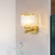 Traditional Beveled Crystal Wall Lighting - 1 Bulb Cylinder Corridor Sconce Gold