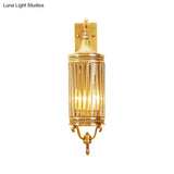 Traditional Bird Cage Wall Lamp In Gold - Elegant Metal Sconce Light For Balcony
