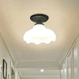 Traditional Black Bell Semi Flush Ceiling Light Fixture With Frosted Glass - 1 - Light / C