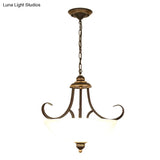 Traditional Black Bowl Ceiling Light Fixture With Frosted Glass - 3-Bulb Dining Room Chandelier