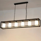 Traditional Black/Brass Island Pendant Light With Opal Glass - 5/6 Lights 6 / Black