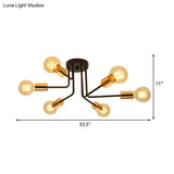 Traditional Black Ceiling Flush Mount With 6/10 Metal Lights For Living Room Lighting