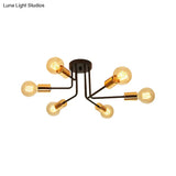 Traditional Black Ceiling Flush Mount With 6/10 Metal Lights For Living Room Lighting