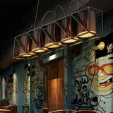 Traditional Black Fabric Suspension Pendant With 5-Light Barrels - Perfect For Restaurants