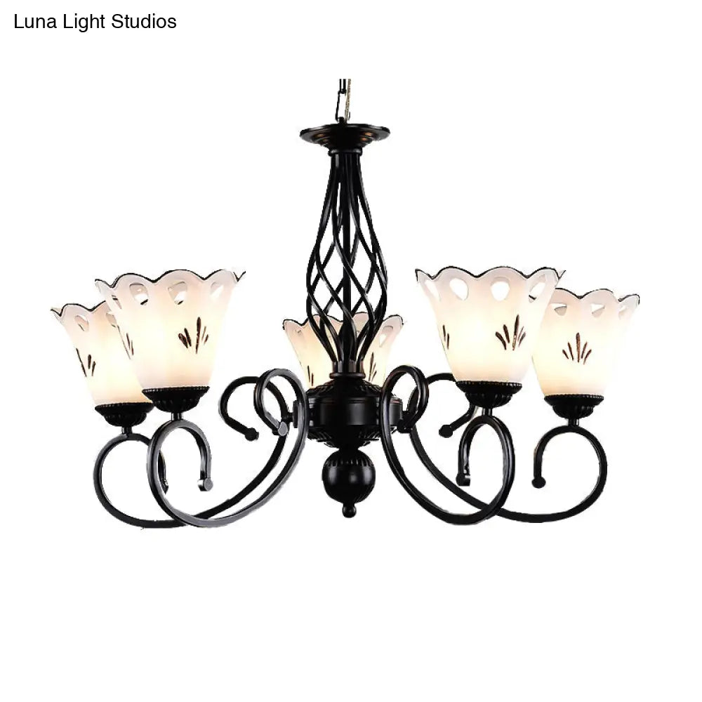 Traditional Black Floral Chandelier - Metal Ceiling Light With 5/6/8 Lights Living Room Fixture