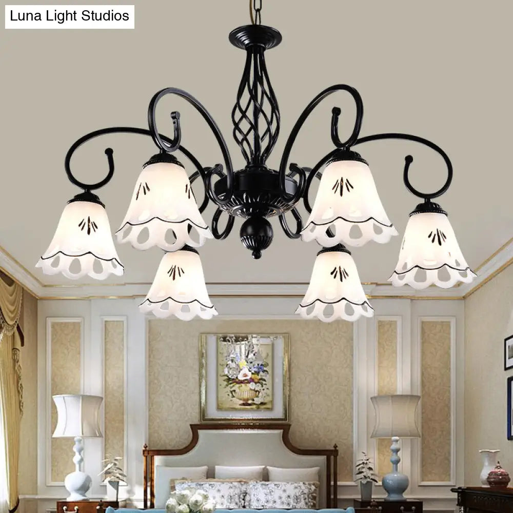 Traditional Black Floral Chandelier - Metal Ceiling Light With 5/6/8 Lights Living Room Fixture