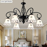 Traditional Black Floral Chandelier - Metal Ceiling Light With 5/6/8 Lights Living Room Fixture