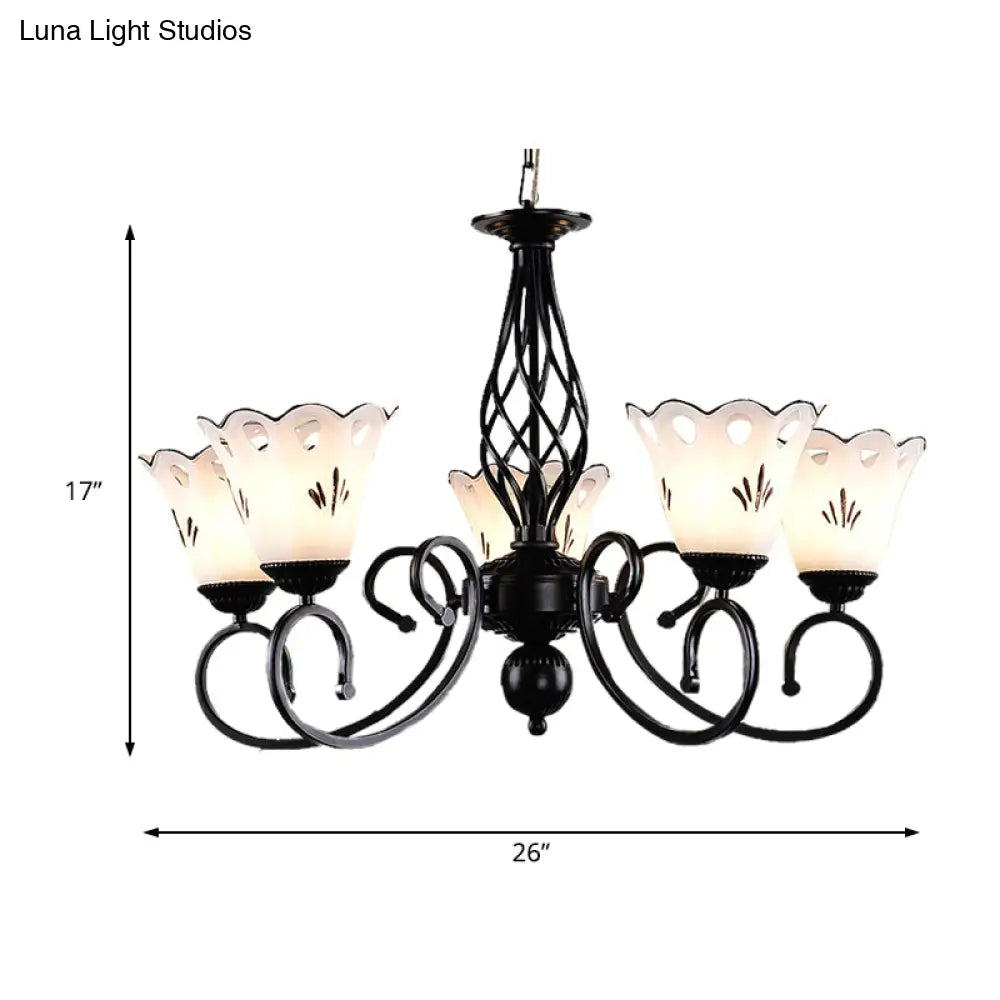 Traditional Black Floral Chandelier - Metal Ceiling Light With 5/6/8 Lights Living Room Fixture