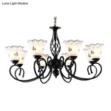 Traditional Black Floral Chandelier - Metal Ceiling Light With 5/6/8 Lights Living Room Fixture
