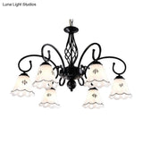 Traditional Black Floral Chandelier - Metal Ceiling Light With 5/6/8 Lights Living Room Fixture