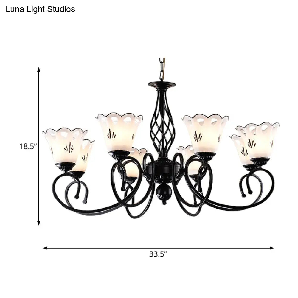 Traditional Black Floral Chandelier - Metal Ceiling Light With 5/6/8 Lights Living Room Fixture