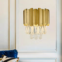 Traditional Black/Gold Teardrop Crystal Wall Sconce With Led For Bedroom Gold