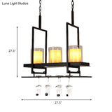 Traditional Black Marble Pendant Light With Metal Wine Glass Rack - 3/5 Heads Cylinder Island