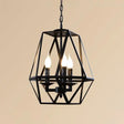 Traditional Black Metal Geometric Chandelier: 3/4 Light Living Room Hanging Lamp 3 /