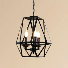 Traditional Black Metal Geometric Chandelier: 3/4 Light Living Room Hanging Lamp 3 /