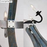 Traditional Blue/White Wood Empire Chandelier - 6-Light Hanging Lamp Fixture
